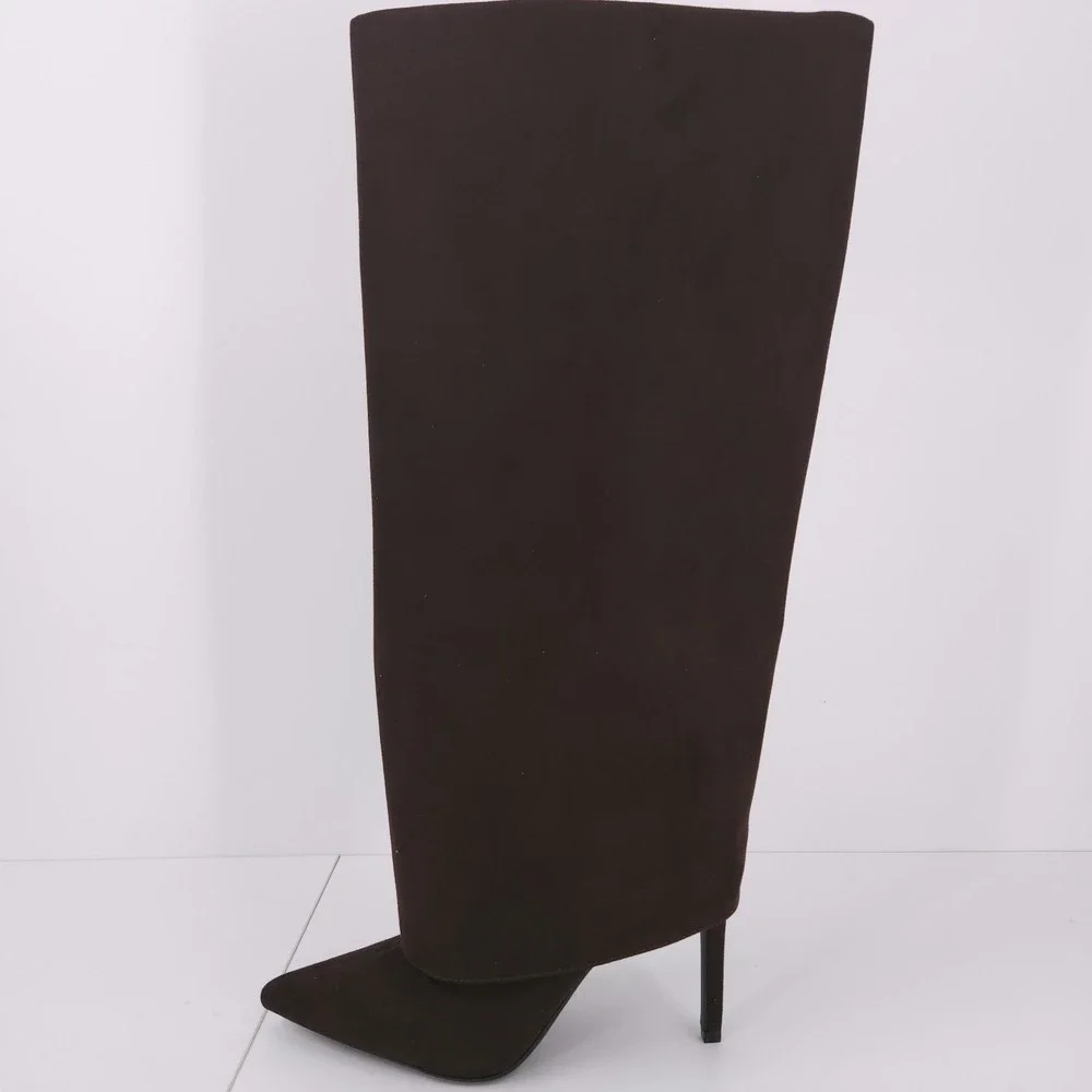 I.N.C Skylar Fold Over Cuffed Knee High Boots Rich Truffle Micro Womens 6.5 M WC